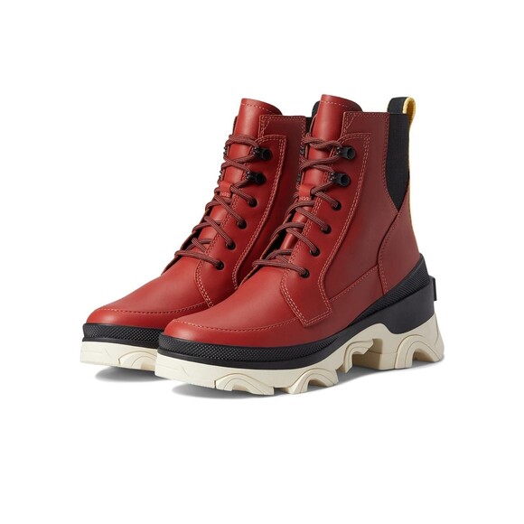 Sorel Brex Lace Waterproof Leather Boot Womens 5.5 Warp Red Black NEW - Picture 1 of 5